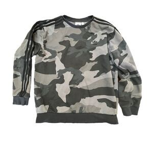 Adidas Youth XL Crewneck Sweatshirt Black Grey Camo Long‎ Sleeve